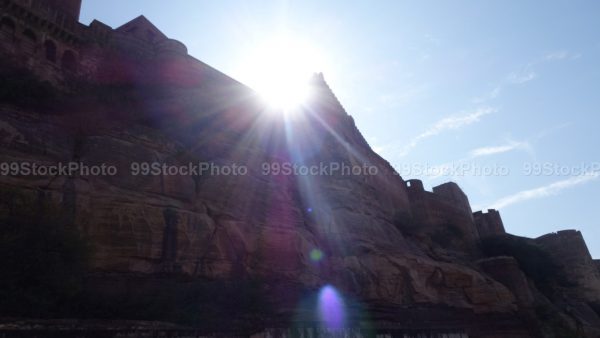 Stock Photo of Sun and Mehrangarh Fort Jodhpur