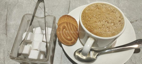 Stock Photo of Coffee Biscuit and Sugar