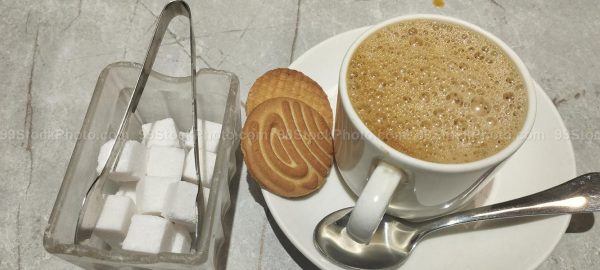 Stock Photo of Coffee Biscuit and Sugar Cubes