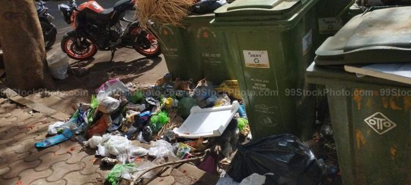 Stock Photo of Garbage and Trash on Road side