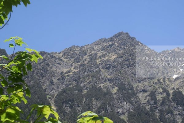 Stock Photo of Summer Mountain in Hilly Snow Area