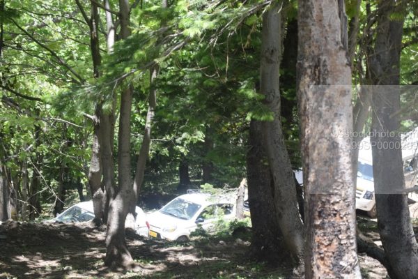 Stock Photo of Traffic and jam of Cars in Hilly Area of Manali