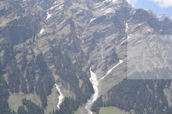 Stock Photo of Distant View of Mountain and Snow